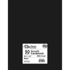 PA Paper&trade; Accents 8.5" x 11" 80lb. Black Smooth Cardstock, 50 Sheets