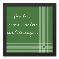Love and Shenanigans Plaid 13.73" x 13.73" Black Framed Canvas