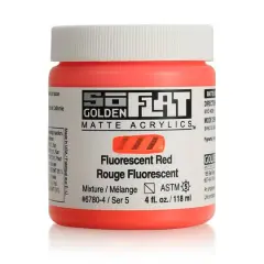 Golden&reg; SoFlat Matte Acrylic Paint, 4oz. Fluorescent Red