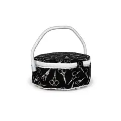 Dritz&reg; Small Black Scissors Octagon Sewing Basket