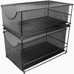 Sorbus 2-Tier Sliding Mesh Basket Drawer Black