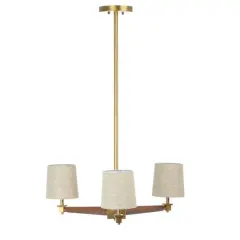 Hello Honey&reg; 37.5" Wood & Metal Chandelier with Linen Shades