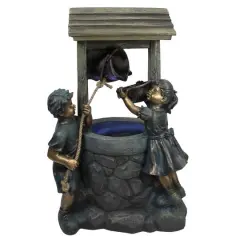 35" LED Children at a Wishing Well Water Fountain