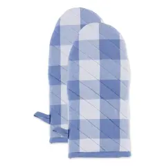 DII&reg; Buffalo Check Oven Mitts, 2ct. Stonewash Blue