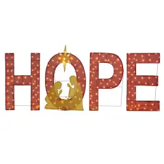 Glitzhome&reg; 80.75"L Lighted Christmas 2D Fabric Nativity HOPE Outdoor Decor Set
