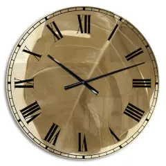 Designart Botanical Beige Retro Leaf Traditional Wall Clock