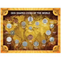 Odd Shaped Coins of the World Collection with Display