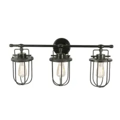 Hello Honey&reg; 28" Black Industrial Metal Cage 3-Light Wall Sconce