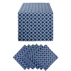 DII&reg; Lattice Table Runner & Napkins Set Nautical Blue