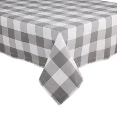 DII&reg; 84" Buffalo Check Tablecloth Gray and White