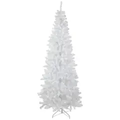 6.5ft. Pre-Lit White Georgian Pine Pencil Artificial Christmas Tree, Warm White LED Lights