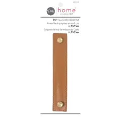 Dritz&reg; Home 5.5'' Faux Leather Handle Set Ocher Brown