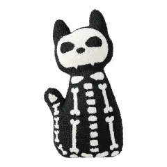 Glitzhome&reg; 18"H Halloween Hooked Skeleton Cat Shaped Pillow