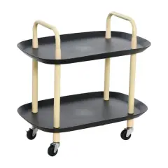 Hello Honey&reg; Main + Mesa&trade; 2-Tier Modern Plastic and Metal Trolley Black and Sand