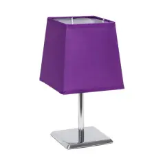 Simple Designs&trade; 9.5" Mini Chrome Table Lamp with Squared Empire Shade Purple