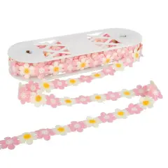 1.1" Embroidered Flower Trim by Celebrate It&reg; Pink White and Yellow