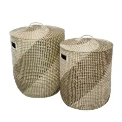Brown Sea Grass Contemporary Storage Basket Set