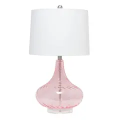 Lalia Home Classix 24" Pink Wavy Colored Glass Table Lamp