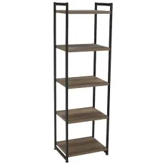 Household Essentials Jamestown 59" 5-Shelf Narrow Bookshelf Ashwood
