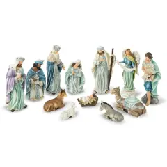 Glitzhome&reg; 12 Piece Deluxe Blue Nativity Figurine Set