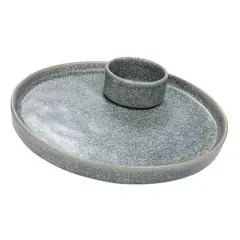 Hello Honey&reg; Matte Gray Stoneware Serving Plate with Dish Set