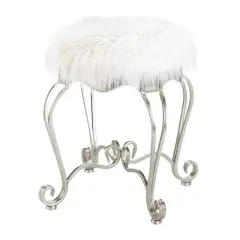 20" Fur Stool with Scroll Legs