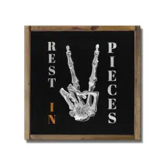 Rest in Pieces Peace Sign 13.5" x 13.5" Framed Wood Plaque