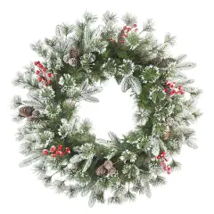 24" Pinecones & Berries Decorated Wreath