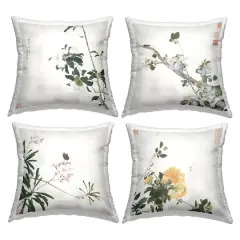Stupell Industries Traditional Eastern Flowers Decorative Printed Throw Pillow Set