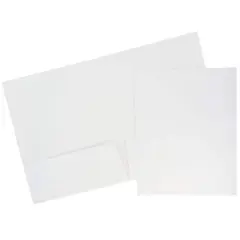 JAM Paper Glossy Laminated Two Pocket Folders, 100ct. White