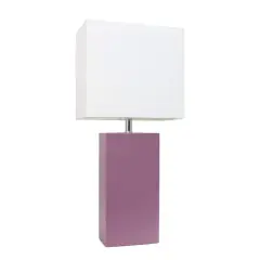Lalia Home Lexington 21" Leather Home D&eacute;cor Table Lamp Purple