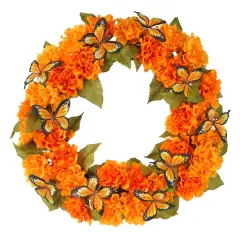 20" Orange Marigold & Butterfly Wreath by Ashland&reg;