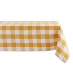 DII&reg; 104" Buffalo Check Tablecloth Honey Gold and White