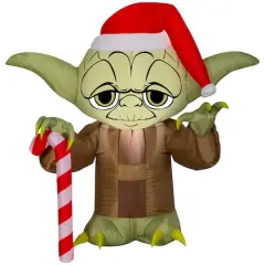 3ft. Airblown&reg; Inflatable Christmas Stylized Yoda with Santa Hat
