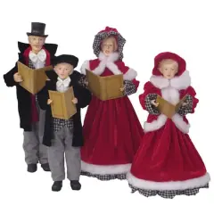 Santa's Workshop Black & Red Houndstooth Carolers Set