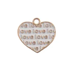 John Bead Sweet & Petite White Heart with Words Charms, 10ct.