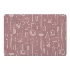 Makeup Icons Floor Mat Dark Pink