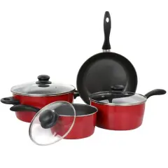 Gibson Home&reg; Armada 7-Piece Red Nonstick Carbon Steel Cookware Set