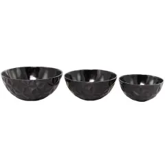 Metal Faceted Decorative Bowl Set Black