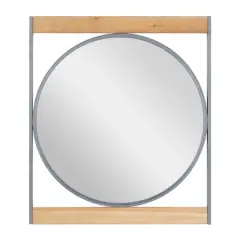 Brown Iron Industrial Wall Mirror, 34" x 30" x 1"