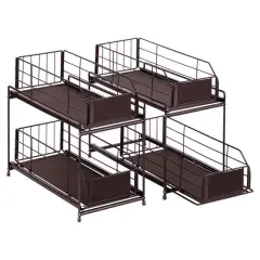 NEX&trade; 14" 2-Tier Under Sink Rack Organizer with Sliding Drawers, 2ct. Brown