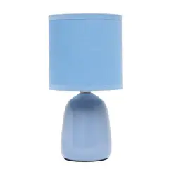 Simple Designs 10" Thimble Base Ceramic Table Lamp Sky blue