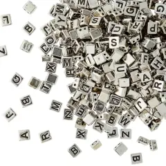 Rhodium Alphabet Plastic Craft Beads, 8mm by Bead Landing&trade;
