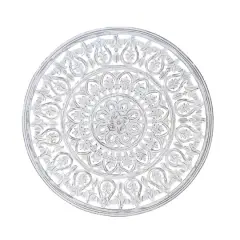 36" White Traditional Floral Wood Wall D&eacute;cor