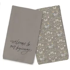 Welcome to Our Beginning Tea Towel Set Gray