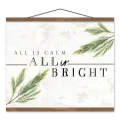 All Is Bright 20x16 Teak Hanging Canvas