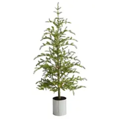 5.5ft. Pre-Lit Pine Artificial Christmas Tree in Decorative Planter, Clear Lights