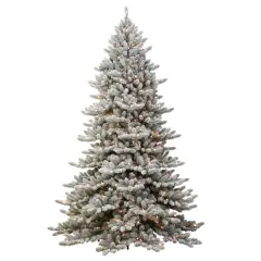 7.5ft. Pre-Lit Flocked Royal Majestic Fir Artificial Christmas Tree, Clear Lights