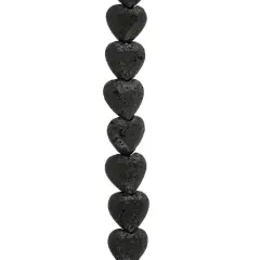 Black Lava Heart Beads, 10mm by Bead Landing&trade;