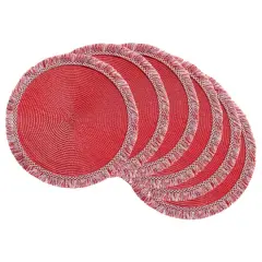 DII&reg; Round Fringed Placemats, 6ct. Tango Red